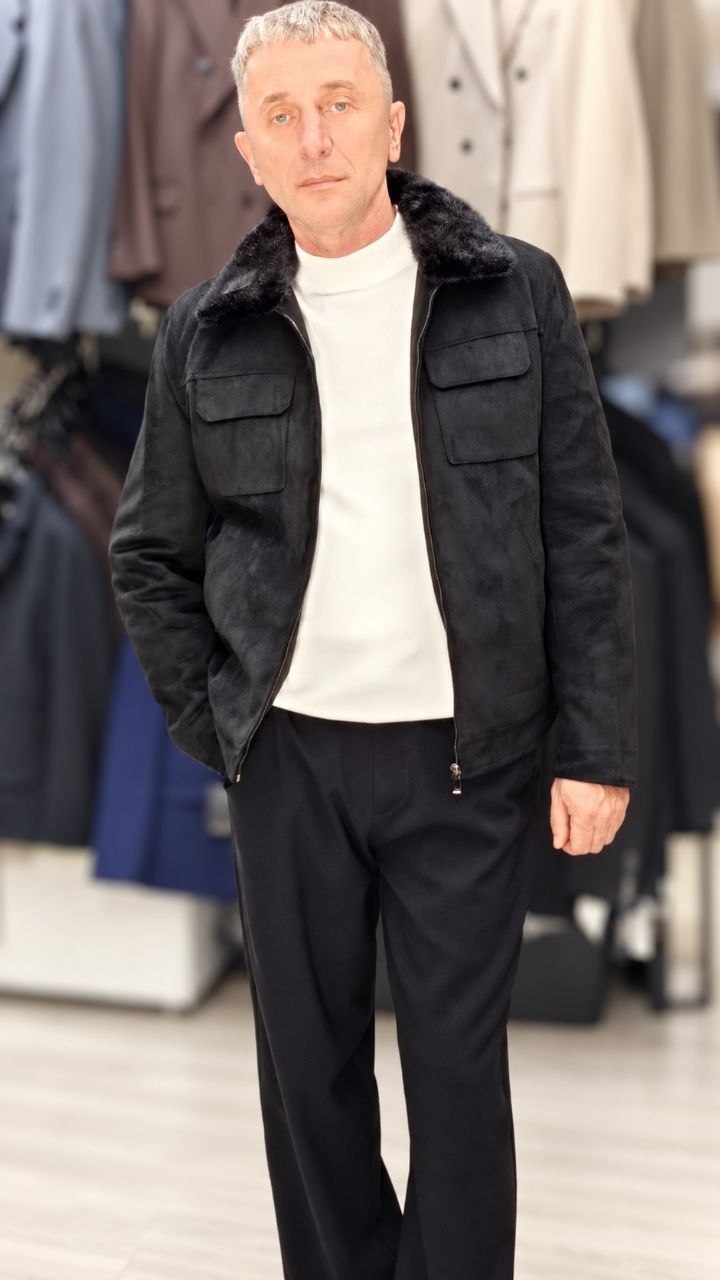 Демисезонная куртка с благородной замшевой фактурой Faux Suede